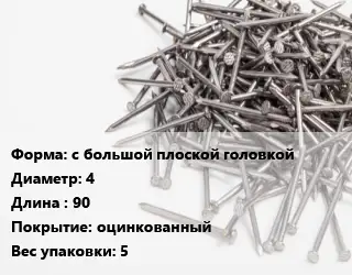 Гвоздь с большой плоской головкой 4х90 оцинкованный 5